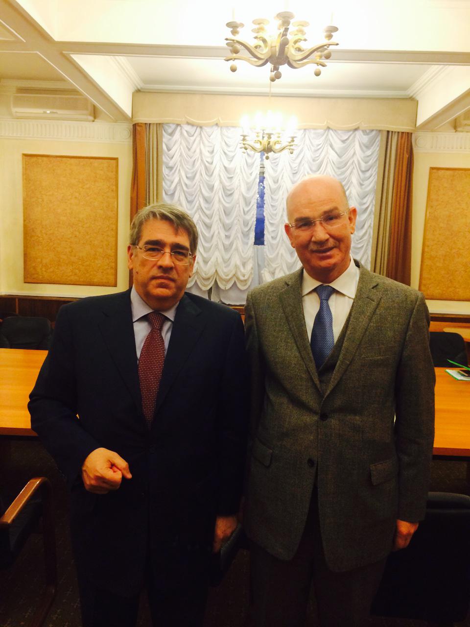 The Commissioner for Peace and Security of the African Union (AU), Smail Chergui and Russian Federation Special Presidential Envoy for International Cooperation in Combating Terrorism and Transnational Organized Crime, Alexander Zmeyevsky