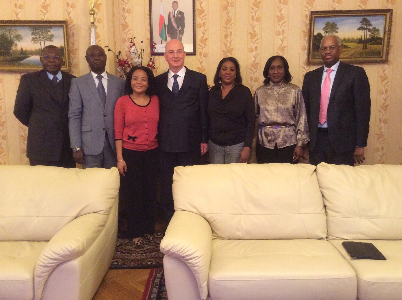 Group Photo of the the Commissioner for Peace and Security of the African Union (AU), Smail Chergui, the Director of AUPSD, Mr. El Ghassim Wane, the African Ambassadors to the Russian Federation and their spouses