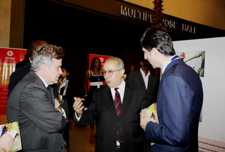 Ambassador Ramtane Lamamra, Commissioner for Peace and Security of the African Union (AU), (Centre) engaging with the Diplomatic Corps on the occasion of the Launch of the Photo Exhibition