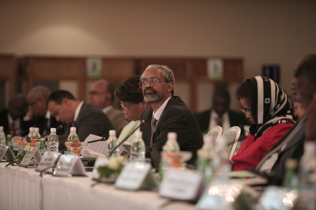 29 October 2013; A cross-section of participants who attended the Fourth AU High-Level Retreat on the Promotion of Peace, Security and Stability in Africa. Centre; The Special Representative of the Chairperson of the Commission in Côte d'Ivoire, Mr. Ambrose Niyonsaba.